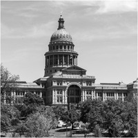 The Texas Capitol, Austin, Texas, 2014 - Black and White-Paper Art-20"x20"