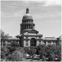 The Texas Capitol, Austin, Texas, 2014 - Black and White-Paper Art-32"x32"