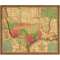 New map of Texas : with the contiguous American & Mexican states, 1835-Paper Art-32"x27"