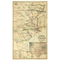 Gray's railroad map of Texas.-Paper Art-20"x32"