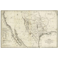 Map of Texas and the countries adjacent, 1844-Paper Art-20"x14"