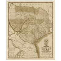 Map of Texas with parts of the adjoining states, 1837 - Decorative Sepia-Paper Art-22"x26"