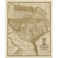 Map of Texas with parts of the adjoining states, 1837 - Decorative Sepia-Paper Art-24"x30"