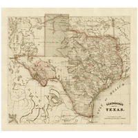 Schonberg's map of Texas, 1866-Paper Art-18"x17"