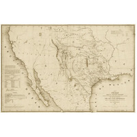 Map of Texas and the countries adjacent, 1844  - Decorative Sepia-Paper Art-50"x34"