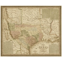 New map of Texas : with the contiguous American & Mexican states, 1835 - Decorative Sepia-Paper Art-18"x15"