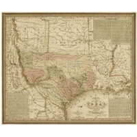 New map of Texas : with the contiguous American & Mexican states, 1835 - Decorative Sepia-Paper Art-24"x20"