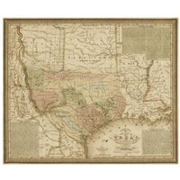 New map of Texas : with the contiguous American & Mexican states, 1835 - Decorative Sepia-Paper Art-32"x27"