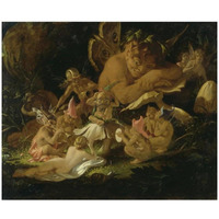 Puck and the Fairies from A Midsummer Night's Dream-Paper Art-32"x27"