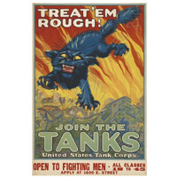 Treat 'em Rough - Join the Tanks, 1917-Paper Art-22"x32"