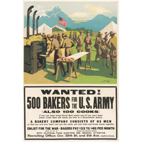 Wanted! 500 Bakers for the U.S. Army, (Also 100 Cooks), 1917-Paper Art-34"x50"