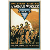 For Every Fighter a Woman Worker - Y.W.C.A., 1918-Paper Art-14"x20"