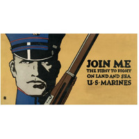 Join me - the first to fight on land and sea - U.S. Marines, 1914/1918-Paper Art-50"x26"