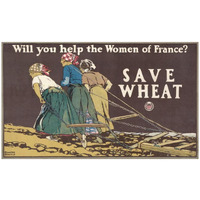 Will You Help the Women of France? Save Wheat, 1918-Paper Art-42"x26"