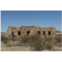 Remnants of an old stone house in the small settlement of Terlingua, in Brewster County, TX-Paper Art-20"x14"