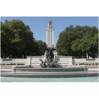 Littlefield Fountain at the University of Texas at Austin, with the historic University of Texas Tower in the distance-Paper Art-38"x26"