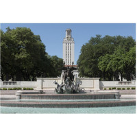 Littlefield Fountain at the University of Texas at Austin, with the historic University of Texas Tower in the distance-Paper Art-62"x42"