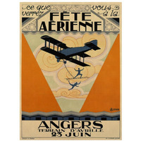 Fete Aerienne Angers - Vintage Aged Paper Style-Paper Art-26"x34"