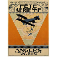 Fete Aerienne Angers - Vintage Aged Paper Style-Paper Art-38"x50"