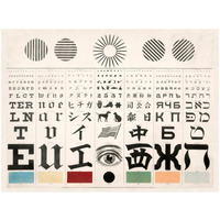 Multi-Lingual Eye Chart, ca. 1907 - Dark Background-Paper Art-18"x14"