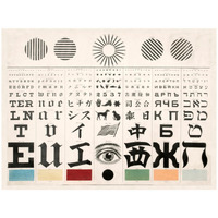 Multi-Lingual Eye Chart, ca. 1907 - Dark Background-Paper Art-26"x20"