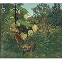 Fight between a Tiger and a Buffalo, 1908-Paper Art-18"x16"