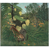 Fight between a Tiger and a Buffalo, 1908-Paper Art-24"x22"