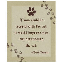 Mark Twain: Cross Man and Cat-Paper Art-30"x37"