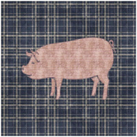 Country Style Pig-Paper Art-32"x32"