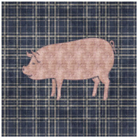 Country Style Pig-Paper Art-38"x38"