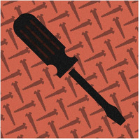 Hand Tools - Flathead Screwdriver and Screws-Paper Art-20"x20"