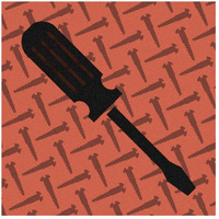 Hand Tools - Flathead Screwdriver and Screws-Paper Art-26"x26"