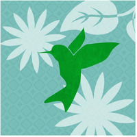 Bright Birds: Hummingbird-Paper Art-20"x20"