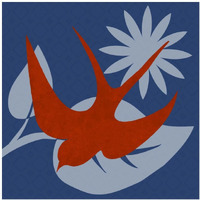 Bright Birds: Swallow-Paper Art-38"x38"