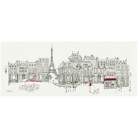 World Cafe II Paris Red -Paper Art-52"x22"