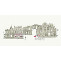 World Cafe V Paris II Pink -Paper Art-26"x14"