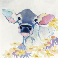 Bessie with Flowers -Paper Art-38"x38"