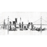 Bridge and Skyline Silver -Paper Art-50"x26"