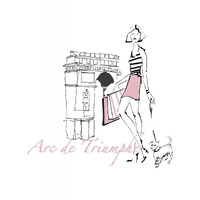 French Chic II Pink on White -Paper Art-22"x26"