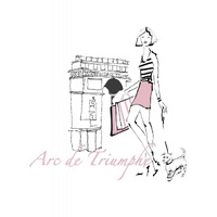 French Chic II Pink on White -Paper Art-24"x30"