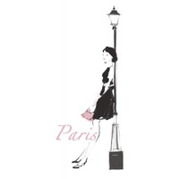 French Chic III Pink on White -Paper Art-18"x22"