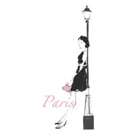 French Chic III Pink on White -Paper Art-30"x37"