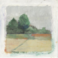 Path Through the Field Crop Green -Paper Art-38"x38"
