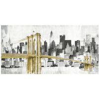 New York Skyline I Yellow Bridge no Words -Paper Art-26"x14"