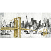 New York Skyline I Yellow Bridge no Words -Paper Art-50"x26"
