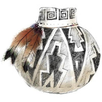 Indian Pottery -Paper Art-24"x30"