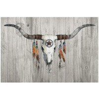 Longhorn on Wood -Paper Art-20"x14"