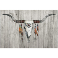 Longhorn on Wood -Paper Art-32"x22"