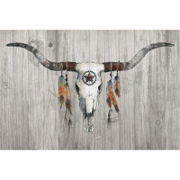 Longhorn on Wood -Paper Art-38"x26"