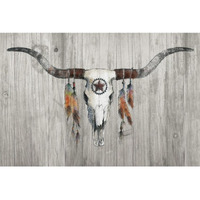 Longhorn on Wood -Paper Art-50"x34"